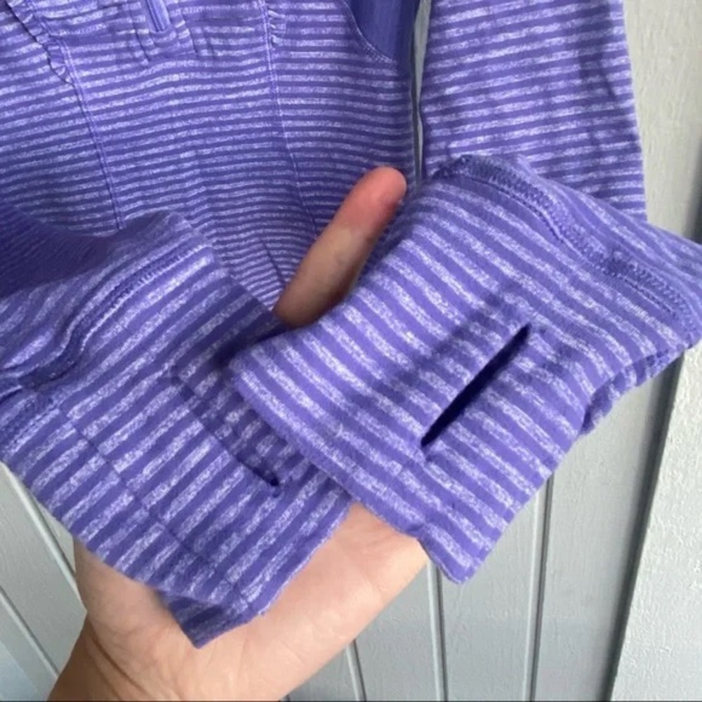 Lululemon Run Your Heart Out Pullover Purple Stripe Half Zip Size 8 - Picture 6 of 12
